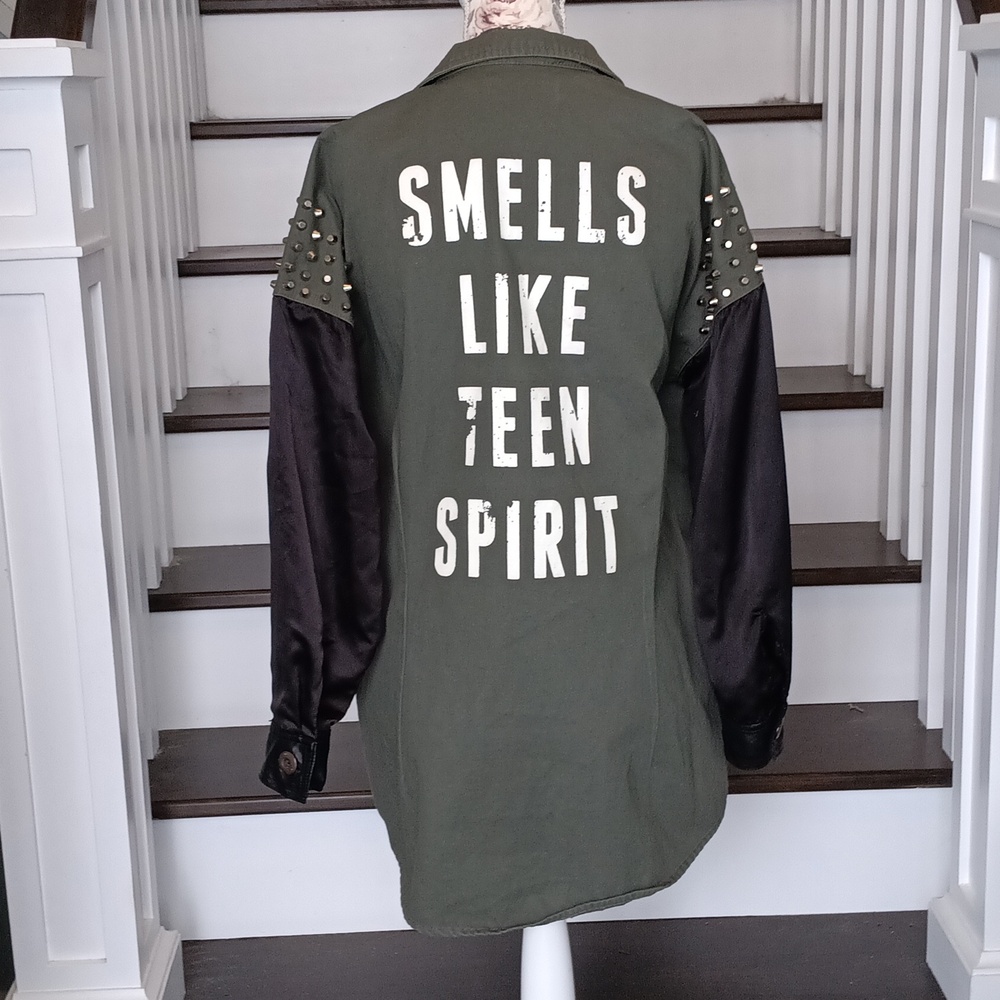 + Olive Green Studded Teen Spirit Jacket